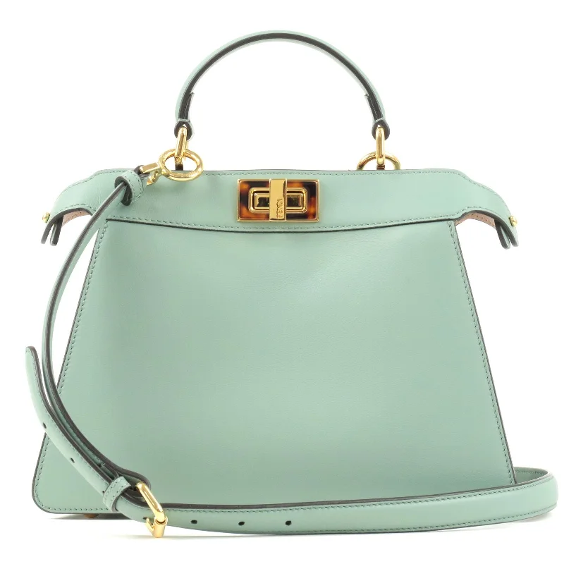 Fendi bags with a detachable sunglass holder for easy access to eyewearFendi bags with a detachable sunglass holder for easy access to eyewearFendi bags with a detachable sunglass holder for easy access to eyewearFENDI Leather Peekaboo IseeU Small 2way Bag Mint Green 8BN327