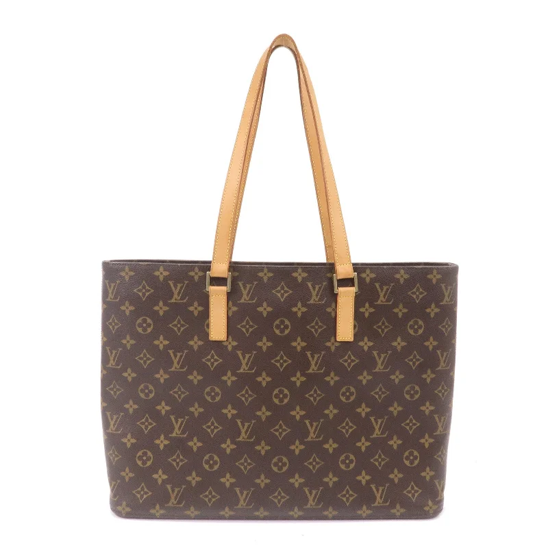 Ladies Louis Vuitton shoulder bags with a tassel decoration for charmLouis Vuitton Monogram Luco Tote Bag Hand Bag Brown M51155