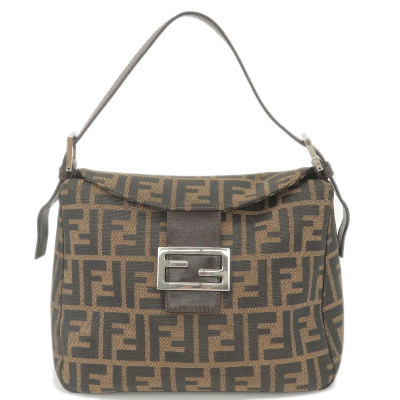 Fendi handbags with a metallic - finish FF logo for a bold and glamorous lookFendi handbags with a metallic - finish FF logo for a bold and glamorous lookFendi handbags with a metallic - finish FF logo for a bold and glamorous lookFENDI Zucca Canvas Leather Shoulder Bag Brown Black 26426