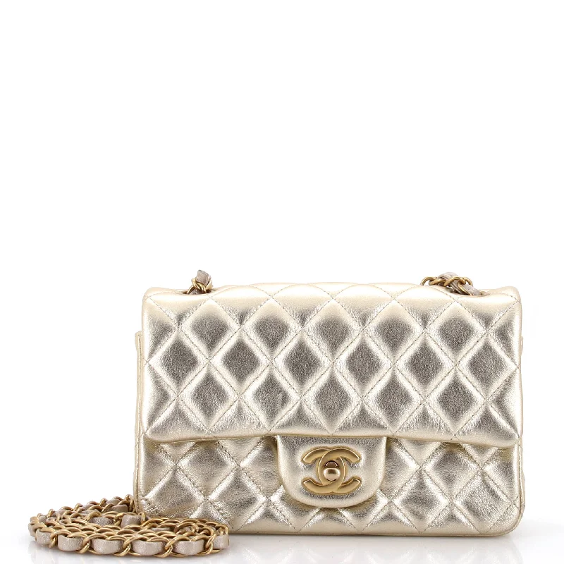 Classic Single Flap Bag Quilted Metallic Lambskin Mini