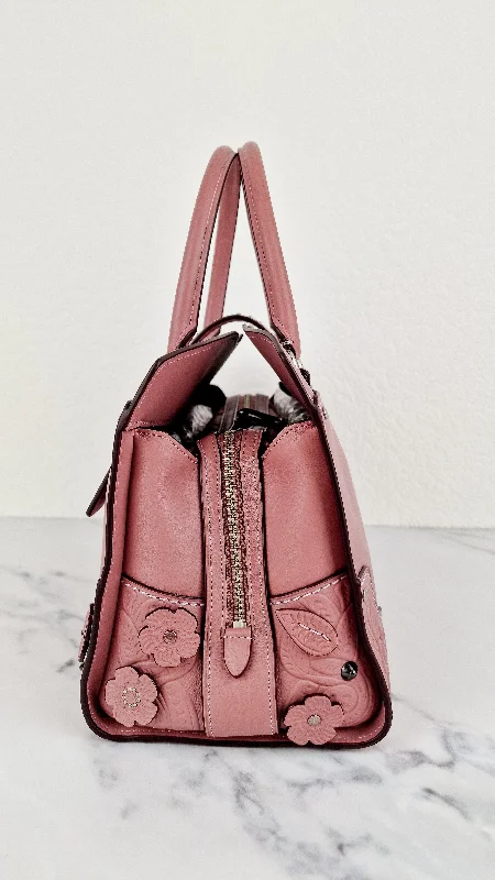 Coach tote bags with a printed Coach logo for brand visibilityCoach tote bags with a printed Coach logo for brand visibilityCoach Mercer Satchel 30 in Dusty Rose Pink with Tooled Leather Tea Roses - Floral Crossbody Bag Handbag - Coach 12031