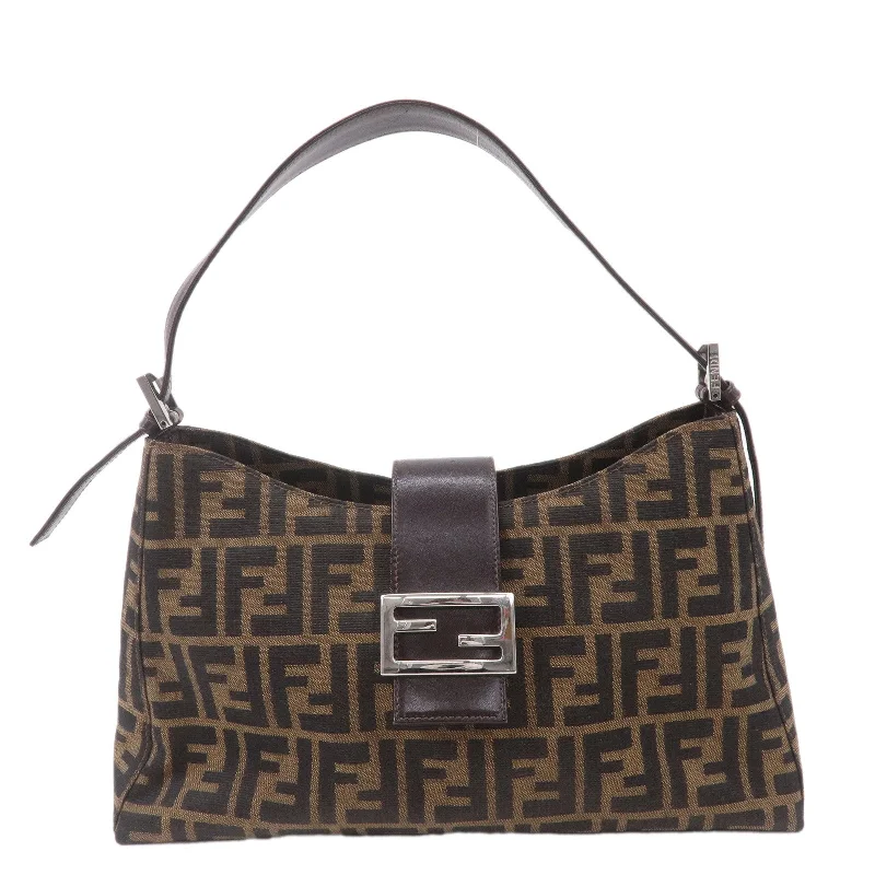 Fendi handbags with a metal - framed clasp for durability and a stylish lookFendi handbags with a metal - framed clasp for durability and a stylish lookFendi handbags with a metal - framed clasp for durability and a stylish lookFENDI Zucca Canvas Leather Shoulder Bag Brown Black 16115