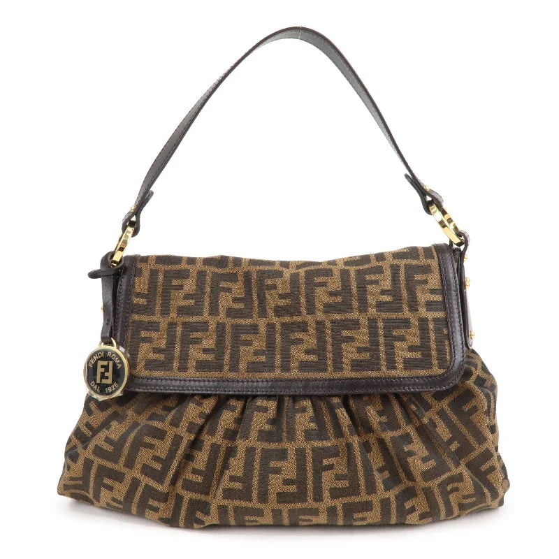 Fendi crossbody bags with a reflective strap for safety during low - light conditionsFendi crossbody bags with a reflective strap for safety during low - light conditionsFendi crossbody bags with a reflective strap for safety during low - light conditionsFENDI Zucca Canvas Leather Shoulder Bag Brown Black 8BR436