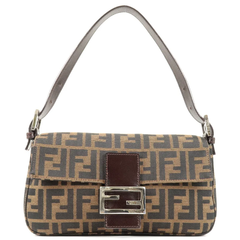 Fendi bags with a built - in USB charging port for keeping devices powered on the goFendi bags with a built - in USB charging port for keeping devices powered on the goFendi bags with a built - in USB charging port for keeping devices powered on the goFENDI Zucca Canvas Leather Mamma Baguette Shoulder Bag Brown 26424