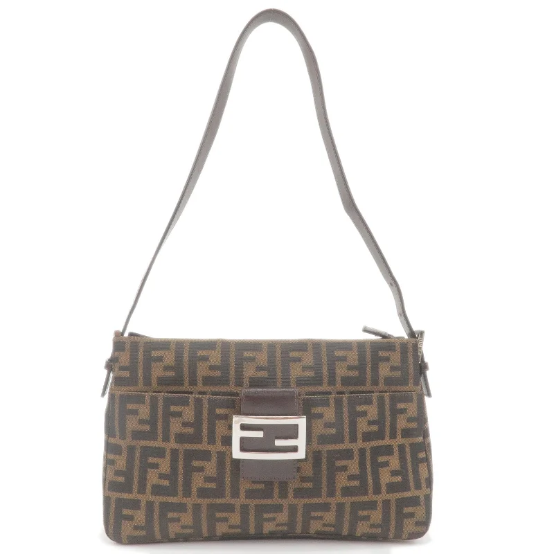 Fendi handbags with a glow - in - the - dark FF logo for a fun and unique featureFendi handbags with a glow - in - the - dark FF logo for a fun and unique featureFendi handbags with a glow - in - the - dark FF logo for a fun and unique featureFENDI Zucca Canvas Leather Shoulder Bag Brown Black 26566