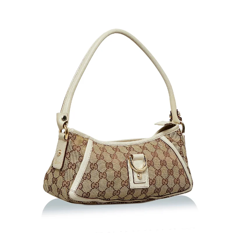 Women Gucci bags with a front - zip pocket for small itemsWomen Gucci bags with a front - zip pocket for small itemsGucci GG Canvas Abbey D-Ring Baguette (7E86TE)