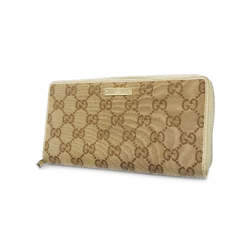 Women Gucci bags with a front - flap pocket for quick - access itemsWomen Gucci bags with a front - flap pocket for quick - access itemsGucci Long Wallet GG Canvas 112724 Beige/Ivory