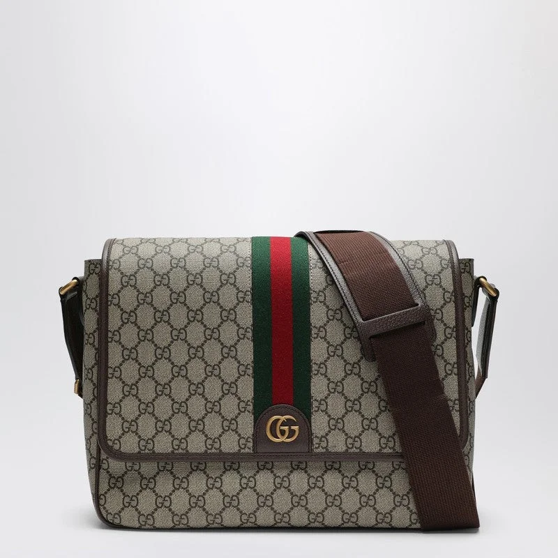 Medium - sized Women Gucci handbags for everyday useMedium - sized Women Gucci handbags for everyday useGucci Shoulder Bag With Web Detail In Beige And Ebony Gg Fabric Men