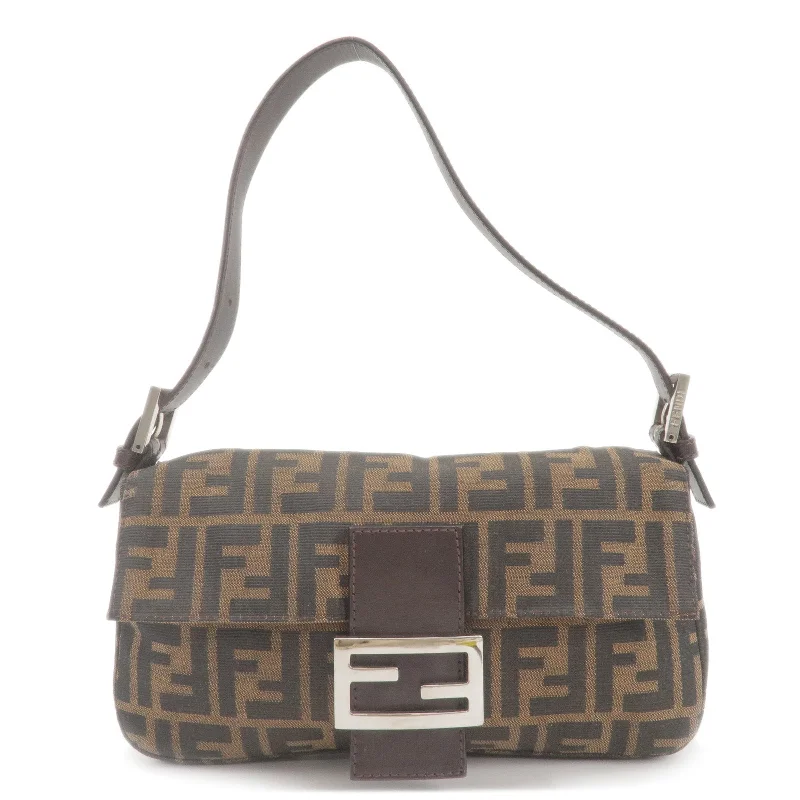 Fendi handbags with a metal - framed clasp for durability and a stylish lookFendi handbags with a metal - framed clasp for durability and a stylish lookFendi handbags with a metal - framed clasp for durability and a stylish lookFENDI Zucca Canvas Leather Mamma Baguette Bag Khaki 26424