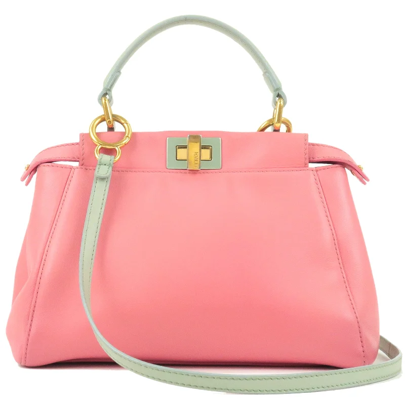 Ladies Fendi Peekaboo bags with a hand - stitched leather handle for artisanal charmLadies Fendi Peekaboo bags with a hand - stitched leather handle for artisanal charmLadies Fendi Peekaboo bags with a hand - stitched leather handle for artisanal charmFENDI Leather Mini Peekaboo 2Way Bag Pink Mint Green 8BN244