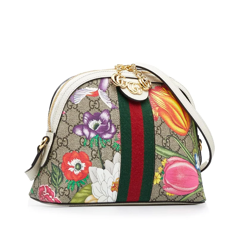 Gucci tote bags for women with a double - handle designGucci tote bags for women with a double - handle designGucci Small GG Supreme Flora Ophidia Dome (SHG-GlmVyY)