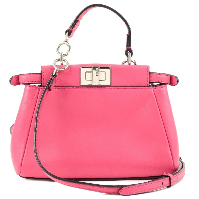 Fendi backpacks with a water - resistant exterior made of high - tech materialsFendi backpacks with a water - resistant exterior made of high - tech materialsFendi backpacks with a water - resistant exterior made of high - tech materialsFENDI Leather Micro Peekaboo 2Way Bag Hand Bag Pink 8M0355