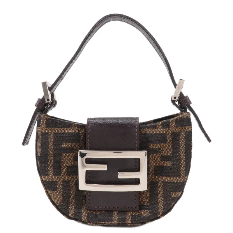 Fendi bags with a leather - bound notebook insert for jotting down notesFendi bags with a leather - bound notebook insert for jotting down notesFendi bags with a leather - bound notebook insert for jotting down notesFENDI Zucca Canvas Leather Pouch Mini Bag Brown Black 26673