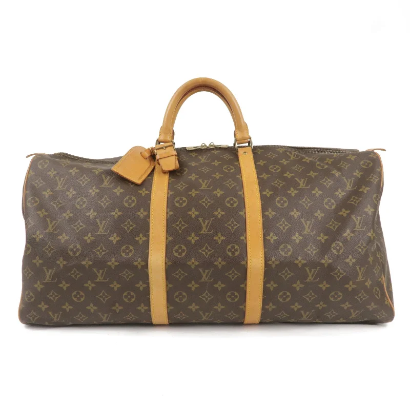 Louis Vuitton bags with a chain - link trim and a leather body for a modern edgeLouis Vuitton Monogram Keep All 60 Boston Bag Brown M41422