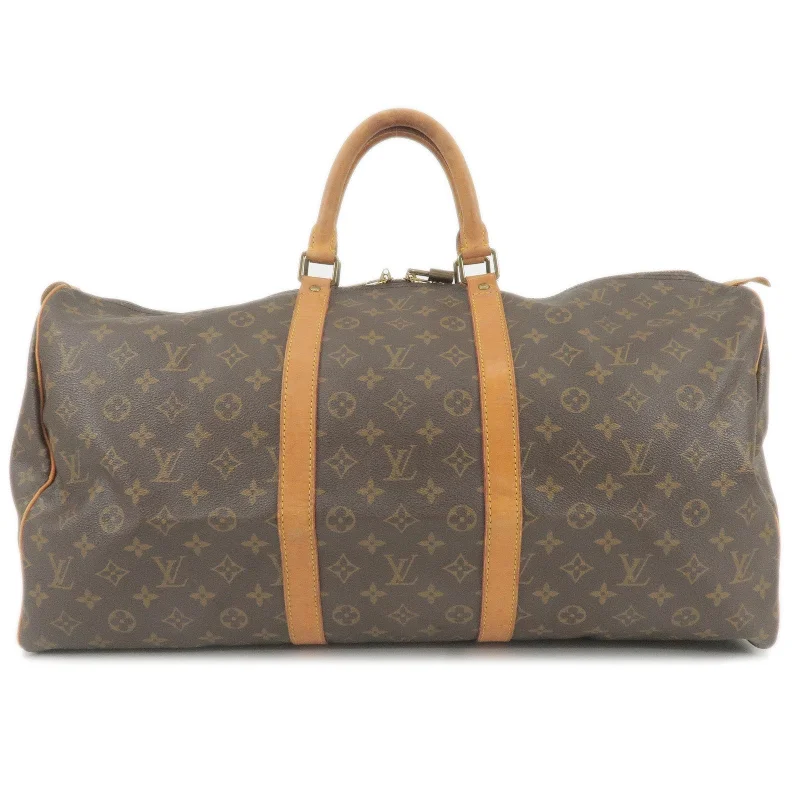 Louis Vuitton handbags with a back - zip pocket for storing valuablesLouis Vuitton Monogram Keep All 55 Boston Bag M41424