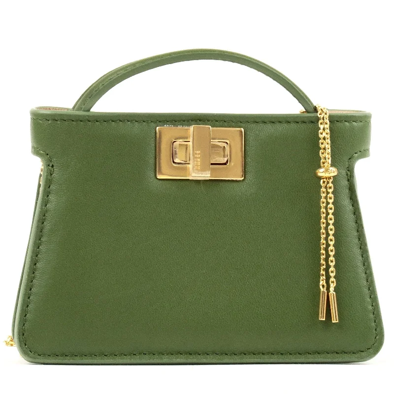 Ladies Fendi shoulder bags with a detachable phone stand for hands - free viewingLadies Fendi shoulder bags with a detachable phone stand for hands - free viewingLadies Fendi shoulder bags with a detachable phone stand for hands - free viewingFENDI Leather Pico Peekaboo Mini Bag Charm Green 7AR993