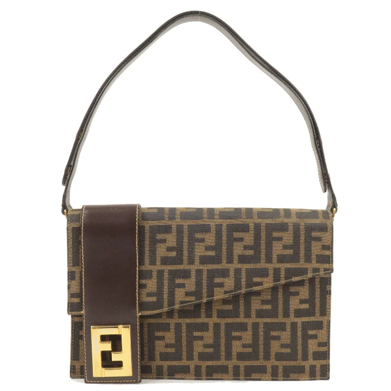 Fendi handbags with a beaded trim for a glamorous and eye - catching lookFendi handbags with a beaded trim for a glamorous and eye - catching lookFendi handbags with a beaded trim for a glamorous and eye - catching lookFENDI Zucca Canvas Leather Shoulder Bag Brown Black 15193