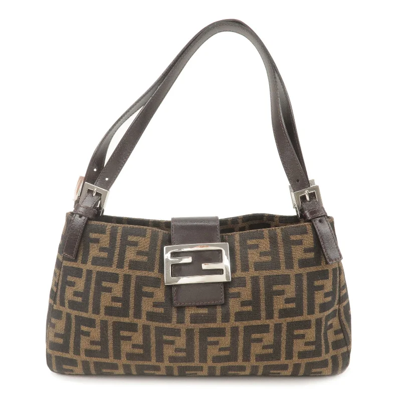 Fendi tote bags with a spacious interior and multiple pockets for daily essentialsFendi tote bags with a spacious interior and multiple pockets for daily essentialsFendi tote bags with a spacious interior and multiple pockets for daily essentialsFENDI Zucca Canvas Leather Shoulder Bag Hand Bag Brown Black 26583