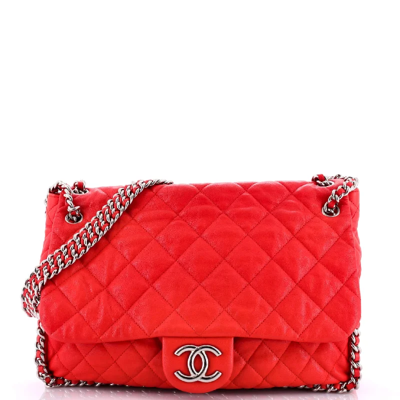 Chain Around Flap Bag Quilted Leather Maxi