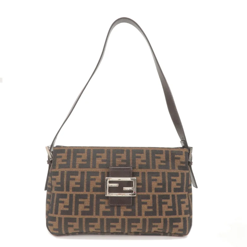 Fendi handbags with a metallic - finish FF logo for a bold and glamorous lookFendi handbags with a metallic - finish FF logo for a bold and glamorous lookFendi handbags with a metallic - finish FF logo for a bold and glamorous lookFENDI Zucca Canvas Leather Shoulder Bag Khaki Brown Black 26566