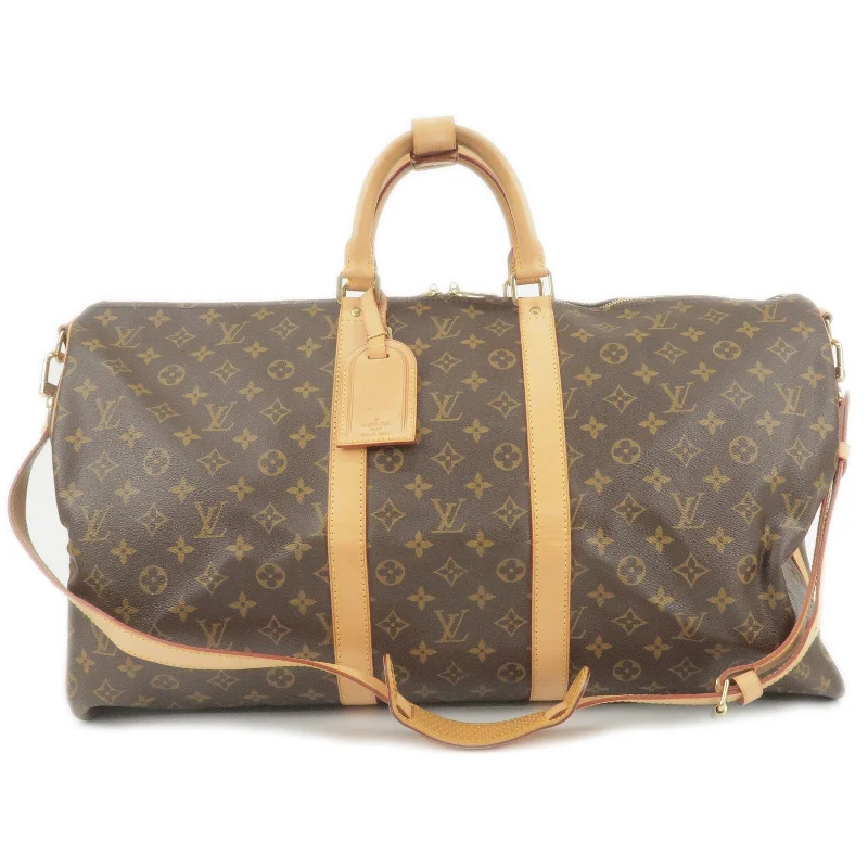 Louis Vuitton bags with a chain - link trim and a leather body for a modern edgeLouis Vuitton Monogram Keep All Bandouliere 55 Bag M41414