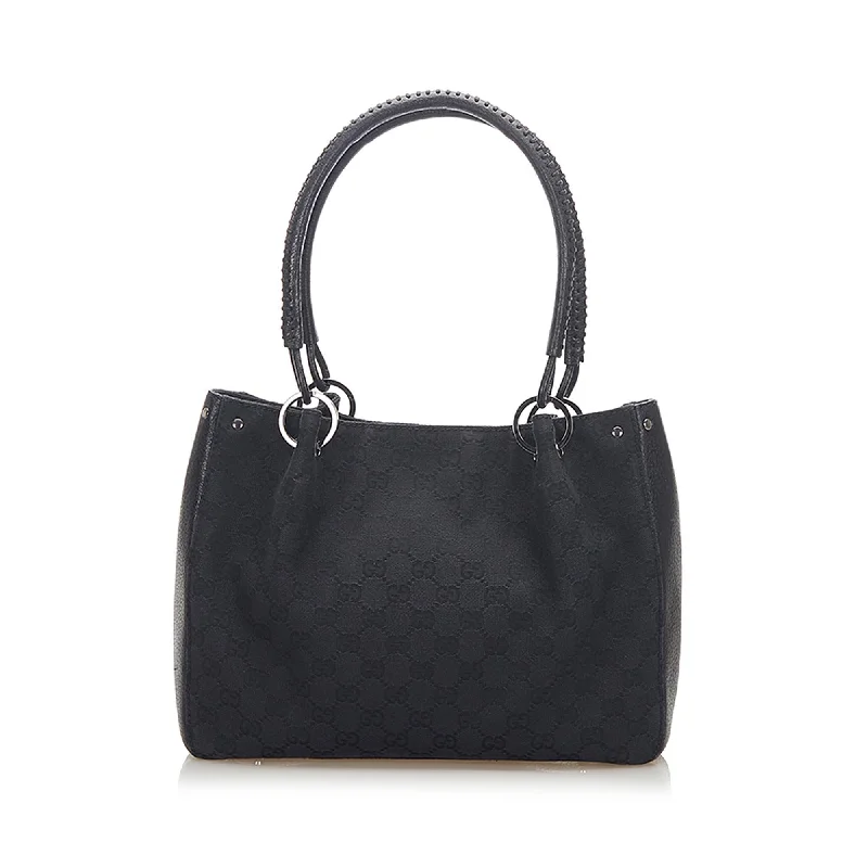 Women Gucci bags with a front - flap pocket for quick - access itemsWomen Gucci bags with a front - flap pocket for quick - access itemsGucci GG Canvas Tote Bag (SHG-17073)