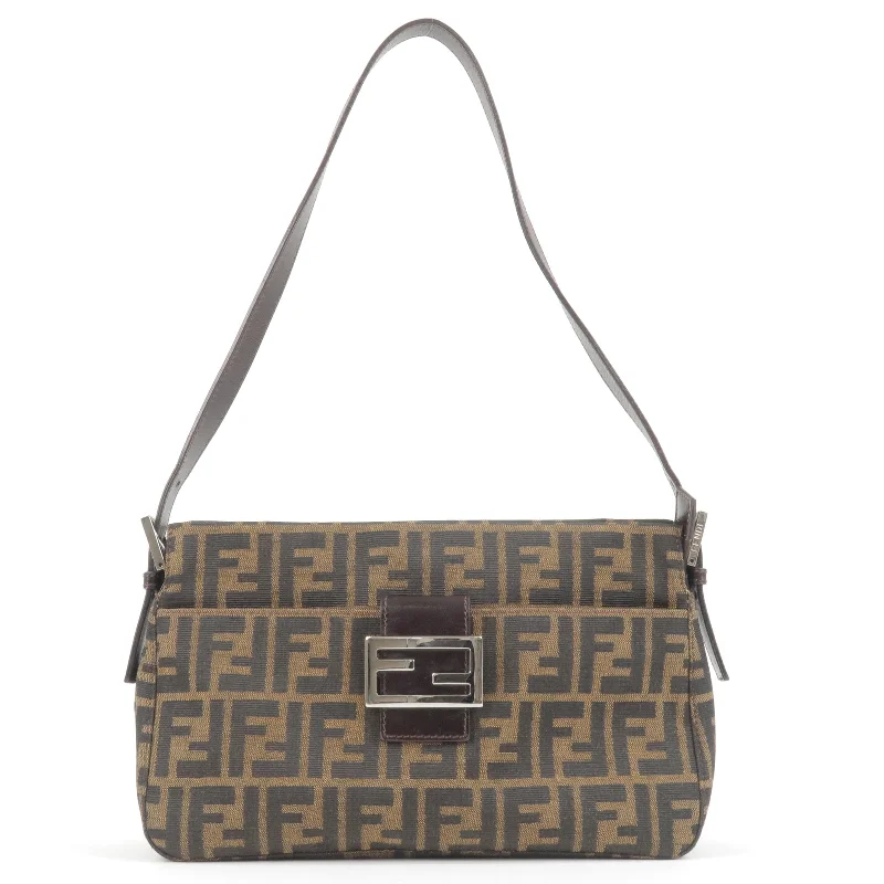 Fendi handbags with a metal - framed clasp for durability and a stylish lookFendi handbags with a metal - framed clasp for durability and a stylish lookFendi handbags with a metal - framed clasp for durability and a stylish lookFENDI Zucca Canvas Leather Shoulder Bag Khaki Black Brown 26566