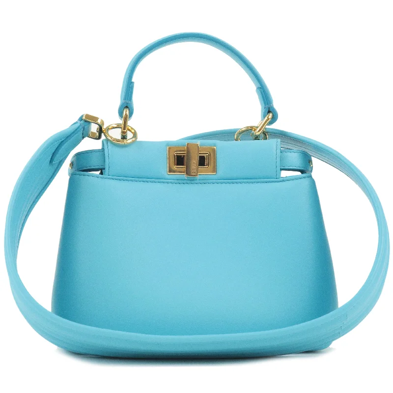 Fendi crossbody bags with a detachable wallet on chain for a hands - free wallet optionFendi crossbody bags with a detachable wallet on chain for a hands - free wallet optionFendi crossbody bags with a detachable wallet on chain for a hands - free wallet optionFENDI Leather Peekaboo Iconic XS 2Way Bag Light Blue 8BN320