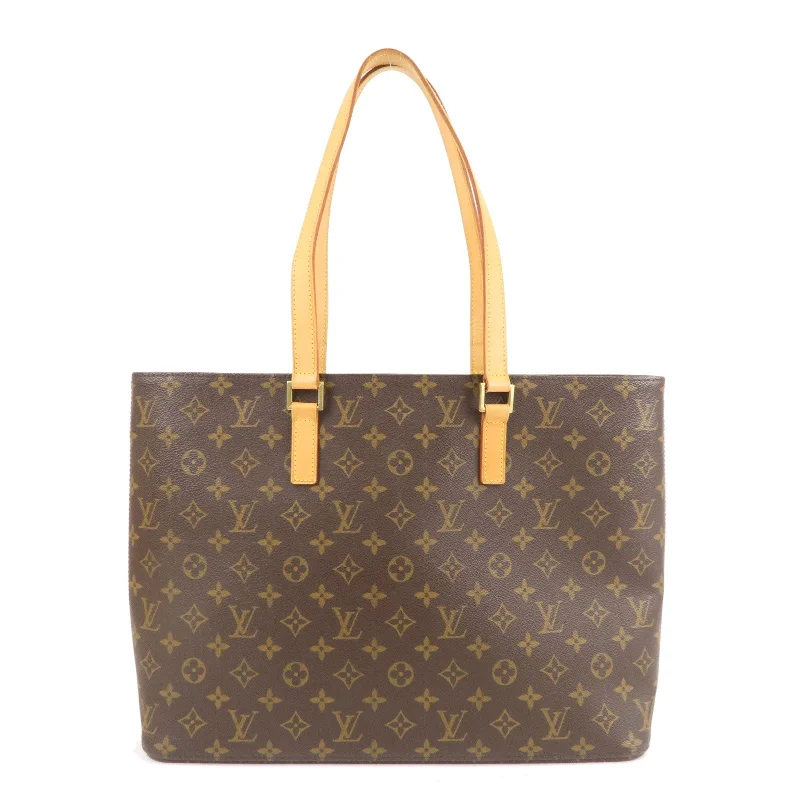 Louis Vuitton bags with a front - flap pocket for quick - access itemsLouis Vuitton Monogram Luco Tote Bag Hand Bag Brown M51155