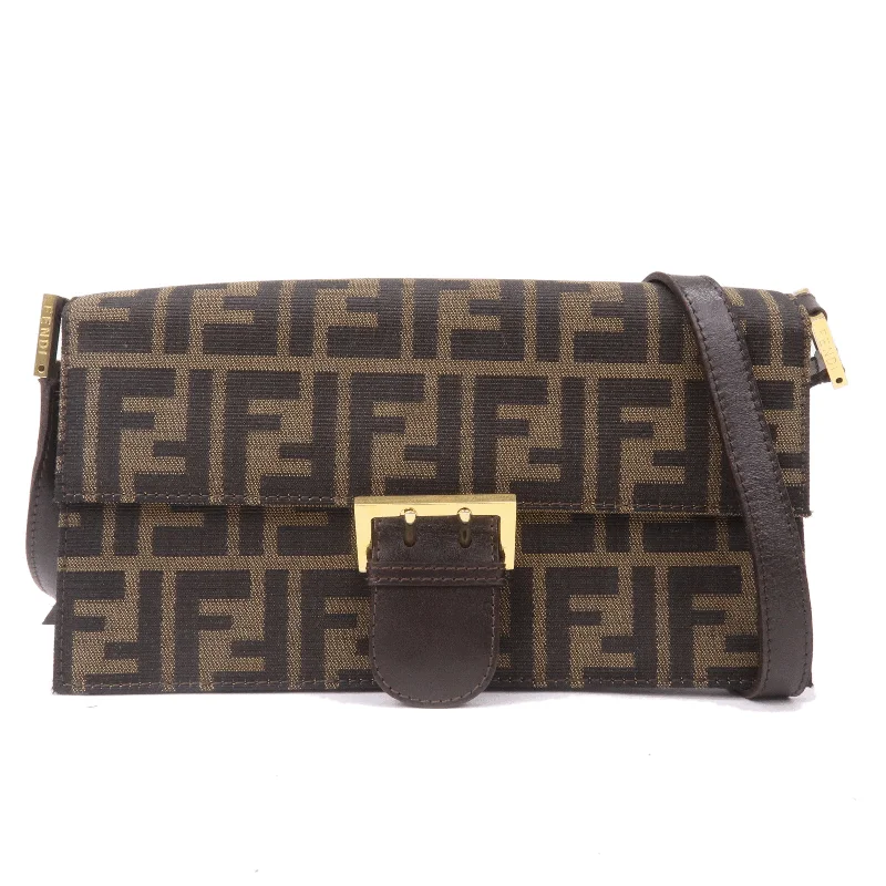 Fendi Baguette bags in a limited - edition colorway for a rare and exclusive lookFendi Baguette bags in a limited - edition colorway for a rare and exclusive lookFendi Baguette bags in a limited - edition colorway for a rare and exclusive lookFENDI Zucca Canvas Leather Shoulder Bag Khaki Brown Black