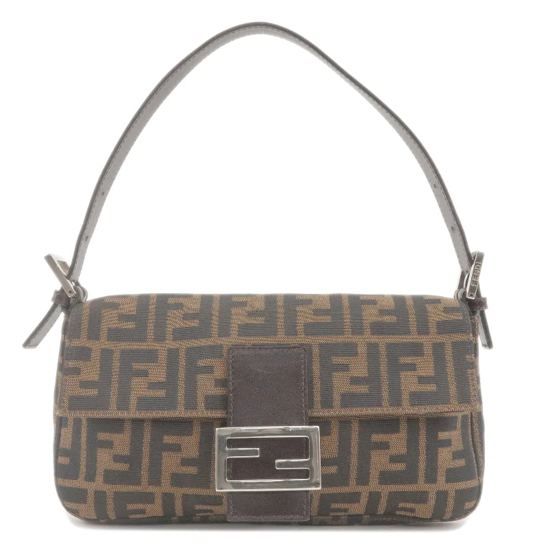 Fendi bags with a zippered interior pocket for separating items and keeping them organizedFendi bags with a zippered interior pocket for separating items and keeping them organizedFendi bags with a zippered interior pocket for separating items and keeping them organizedFENDI Zucca Canvas Leather Mamma Baguette Bag Khaki 26424