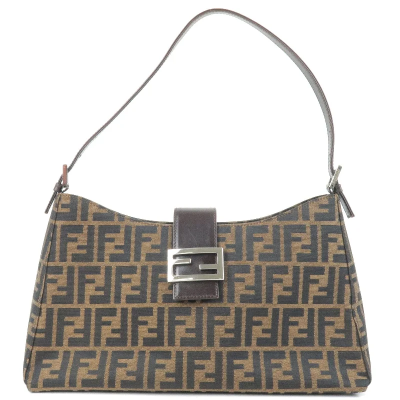 Fendi bags with a touch - screen - friendly pocket for using devices without taking them outFendi bags with a touch - screen - friendly pocket for using devices without taking them outFendi bags with a touch - screen - friendly pocket for using devices without taking them outFENDI Zucca Canvas Leather Shoulder Bag Beige Brown 09161151001