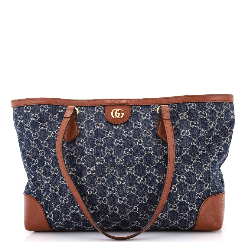 Women Gucci bags with a front - flap pocket for quick - access itemsWomen Gucci bags with a front - flap pocket for quick - access itemsGucci Ophidia Shopping Tote Gg Denim