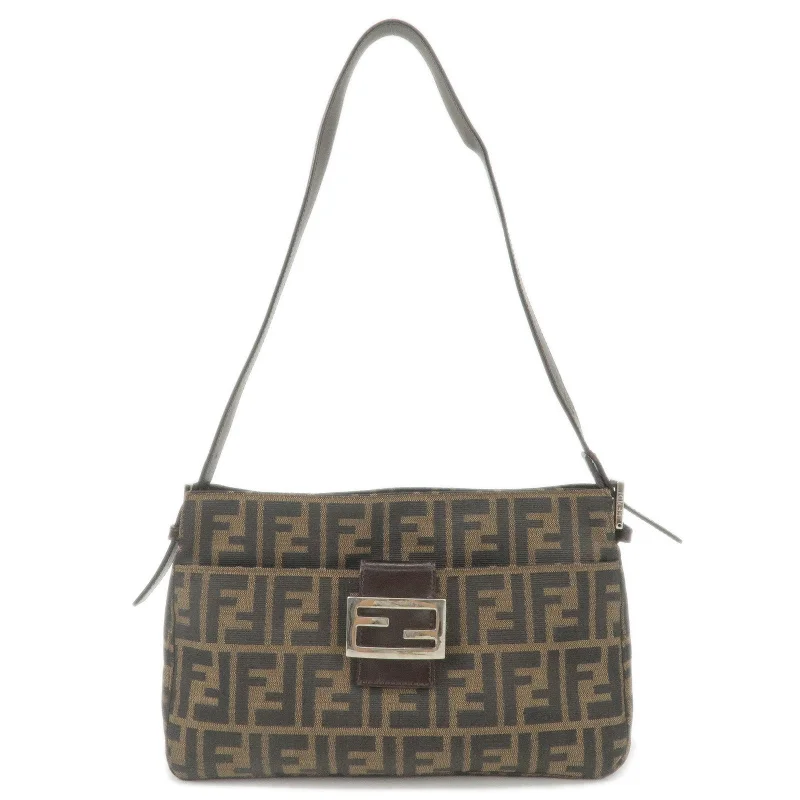 Ladies Fendi shoulder bags with a tassel - decorated zipper for added charm and styleLadies Fendi shoulder bags with a tassel - decorated zipper for added charm and styleLadies Fendi shoulder bags with a tassel - decorated zipper for added charm and styleFENDI Zucca Canvas Leather Shoulder Bag Khaki Black 2656090