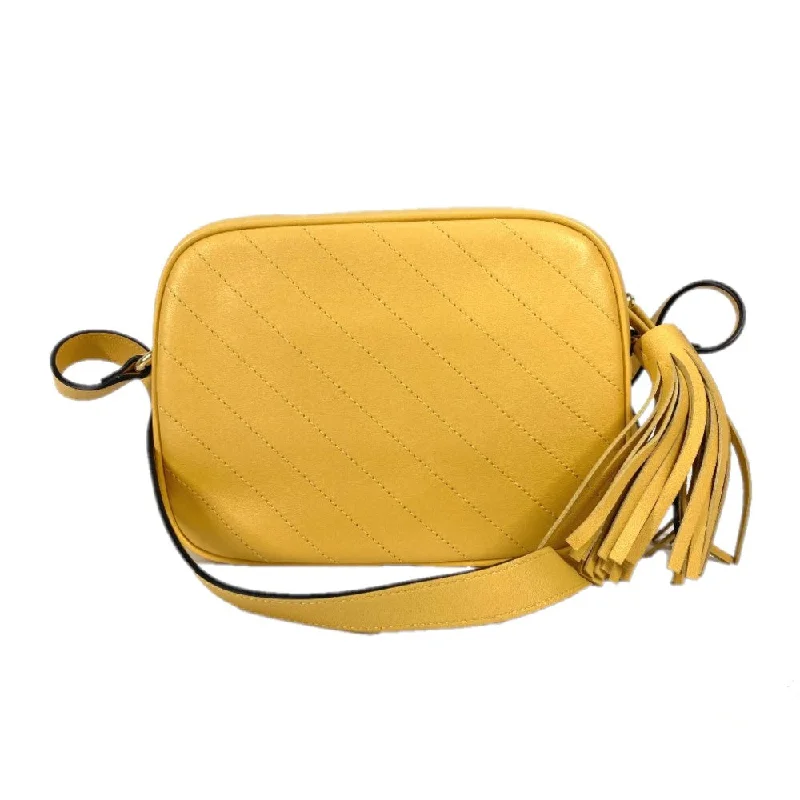 Women Gucci crossbody bags with a woven leather strapWomen Gucci crossbody bags with a woven leather strapGUCCI Shoulder Bag 742360 leather yellow Round interlocking G tassel Blondy Women Used