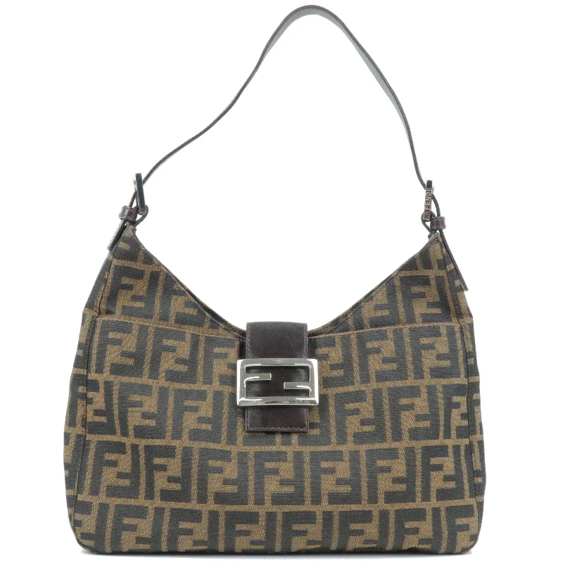 Ladies Fendi shoulder bags with a tassel - decorated zipper for added charm and styleLadies Fendi shoulder bags with a tassel - decorated zipper for added charm and styleLadies Fendi shoulder bags with a tassel - decorated zipper for added charm and styleFENDI Zucca Canvas Leather Shoulder Bag Brown Black 26569