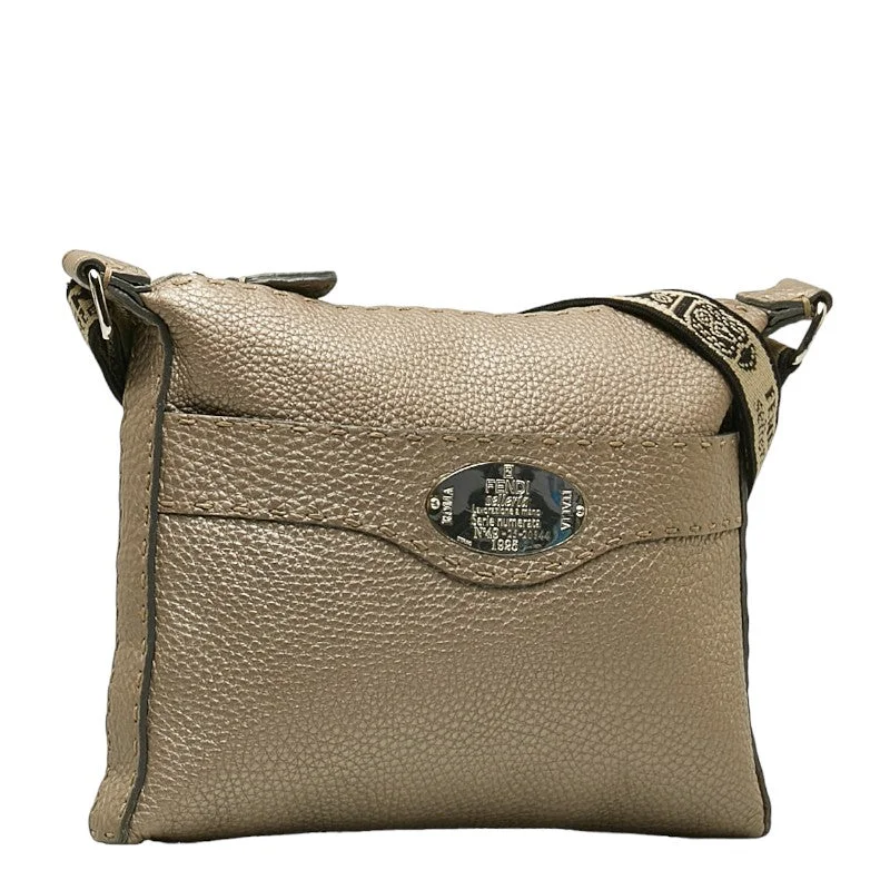 Fendi Baguette bags with a monogram - embossed leather surface for a luxurious feelFendi Baguette bags with a monogram - embossed leather surface for a luxurious feelFendi Baguette bags with a monogram - embossed leather surface for a luxurious feelFENDI FENDI 8BT092 Shoulder Bag Leather Silver Brown Ladies Fendi