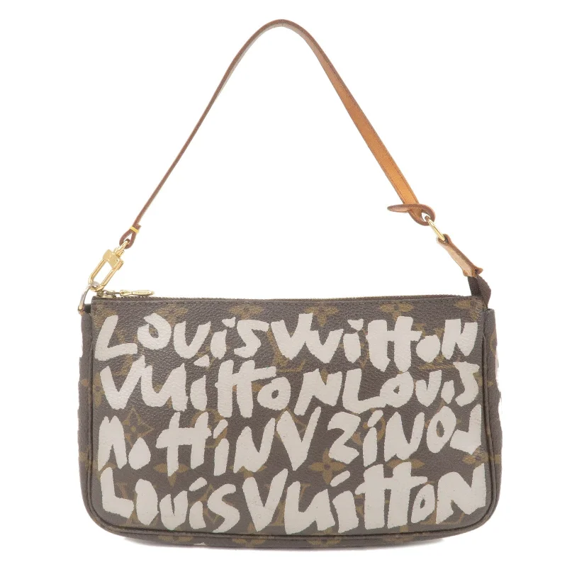 Ladies Louis Vuitton shoulder bags with a tassel decoration for charmLouis Vuitton Monogram Graffiti Pochette Accessoires M92192