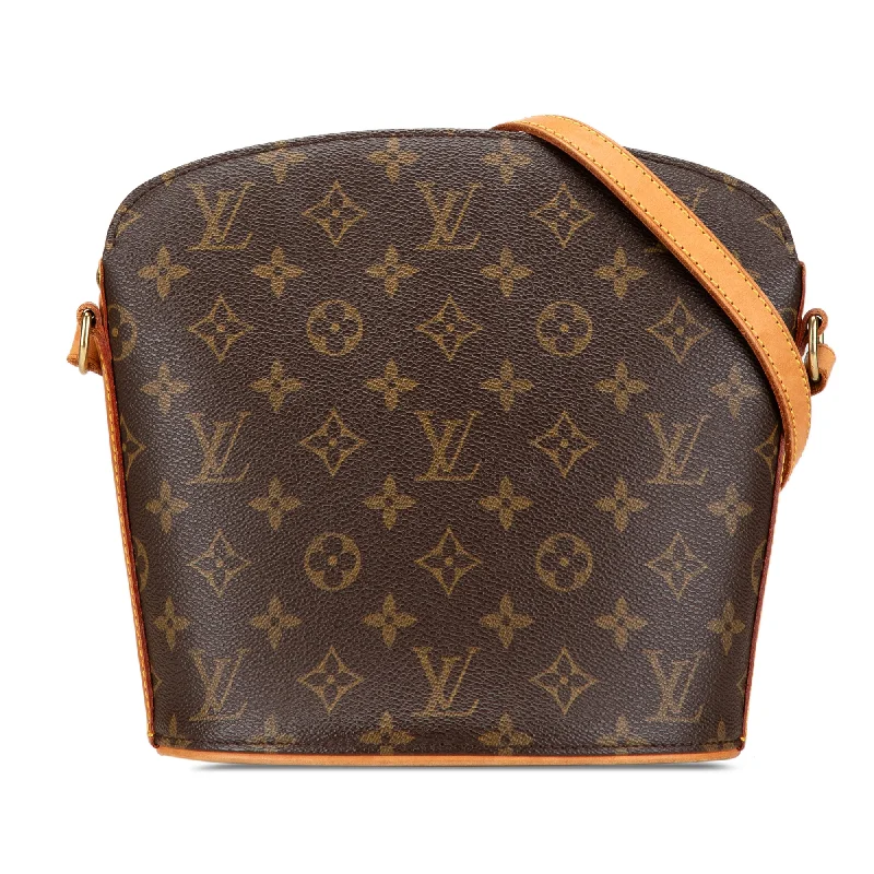 Ladies Louis Vuitton shoulder bags with a wide - width strap for comfortBrown Louis Vuitton Monogram Drouot Crossbody Bag