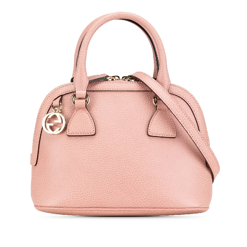 Women Gucci bags with interlocking G hardware for a classic lookPink Gucci Mini Leather GG Charm Dome Satchel