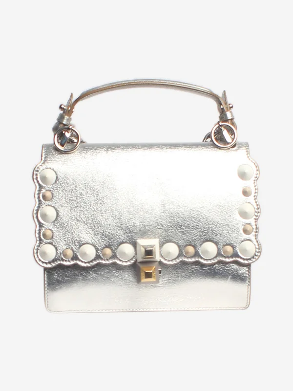 Compact and Portable Hermes Belt Bags for On - the - GoSilver studded Kan i cross-body bag