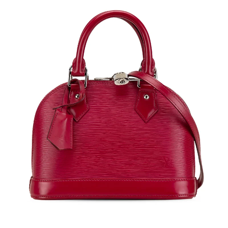 Louis Vuitton tote bags with a double - handle and shoulder - strap optionRed Louis Vuitton Epi Alma BB Satchel