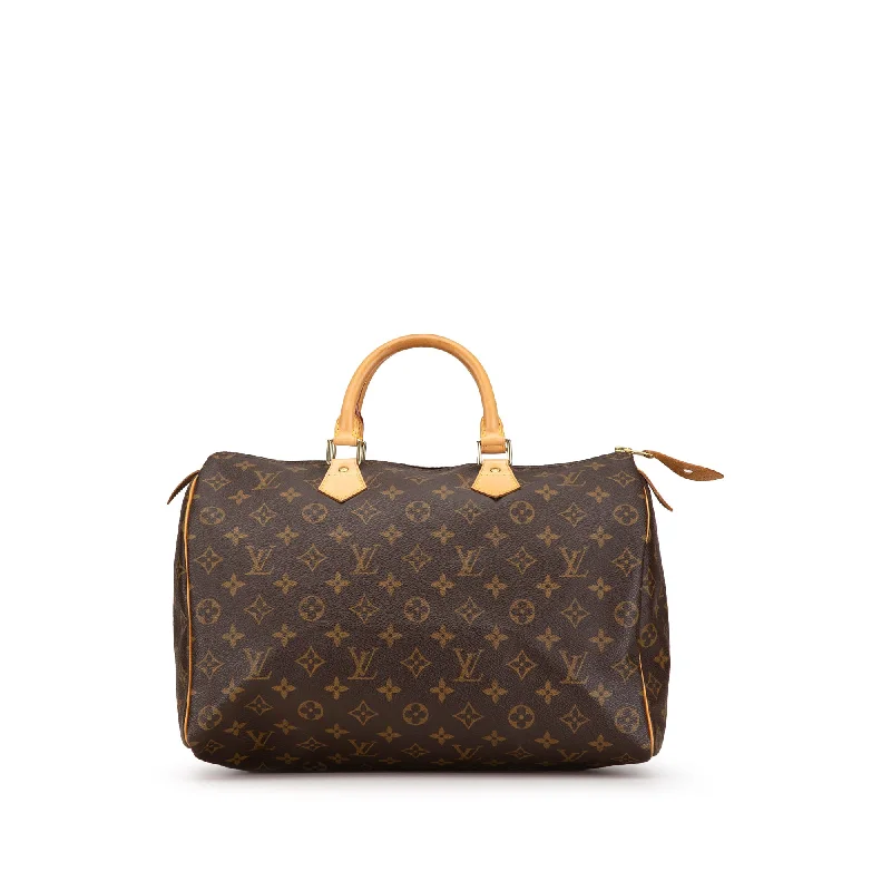 Louis Vuitton bags with a magnetic snap closure for easy accessBrown Louis Vuitton Monogram Speedy 35 Boston Bag