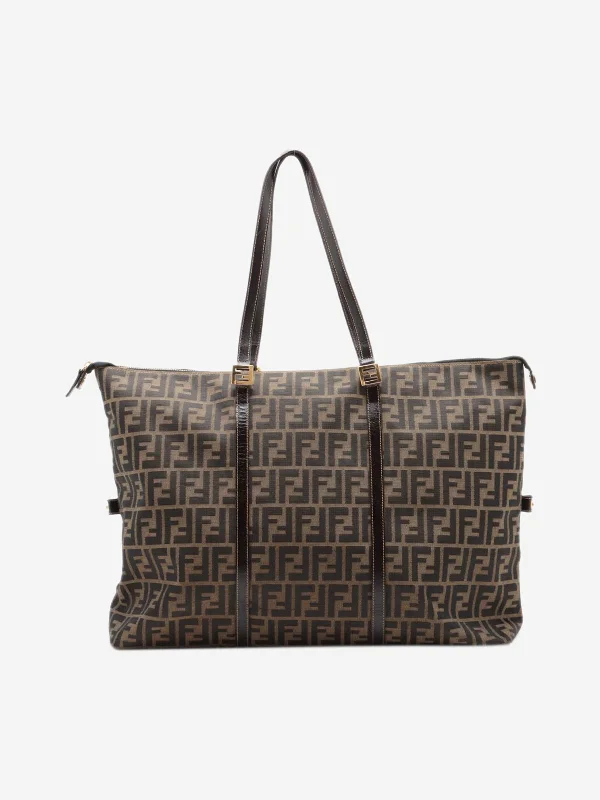 Hermes Bags with Detachable Pouches for VersatilityBrown Zucca canvas tote bag