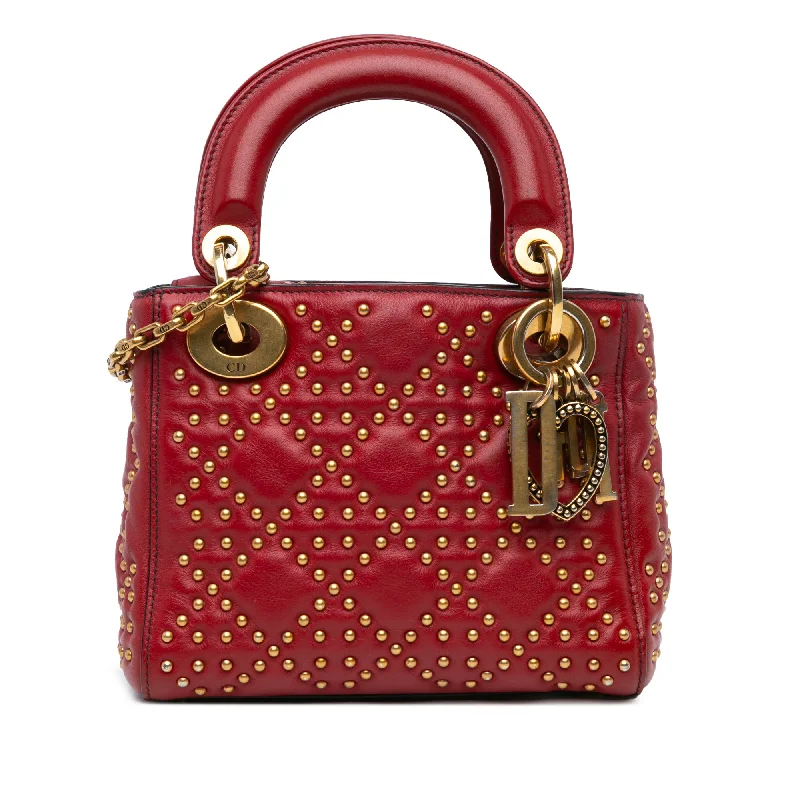 Sustainable and Ethical Hermes Bags for Conscious ConsumersRed Dior Mini Lambskin Cannage Studded Supple Lady Dior Satchel