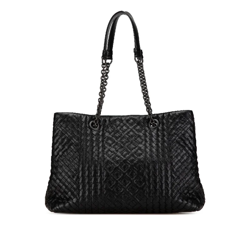 High - Capacity Hermes Duffle - Style Bags for Extended TripsBlack Bottega Veneta Medium Intrecciato Stitched Double Chain Tote