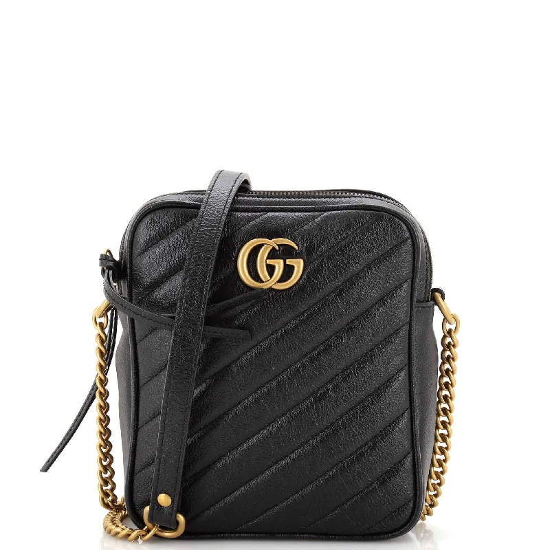 Women Gucci bags with a magnetic snap closure for easy accessWomen Gucci bags with a magnetic snap closure for easy accessGG Marmont Double Zip Camera Bag Diagonal Quilted Leather Mini