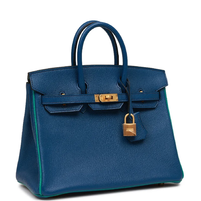 Seasonal - Exclusive Hermes Bags for Summer GetawaysHermes Special Order (HSS) Birkin 25 Bleu Saphir and Vert Vertigo Chevre Brushed Gold Hardware