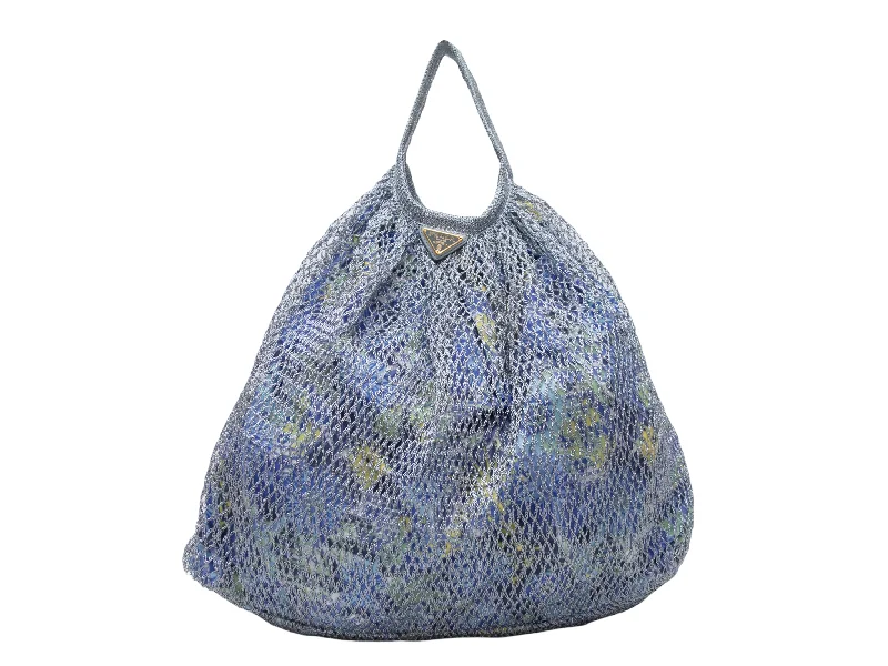 Hermes Lindy Bags in Seasonal Print CollaborationsBlue & Multicolor Prada Nylon & Mesh Tote Bag