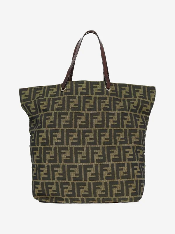 Hermes Bags with Chain - Link Handles for a Touch of GlamourBrown Zucca canvas tote bag